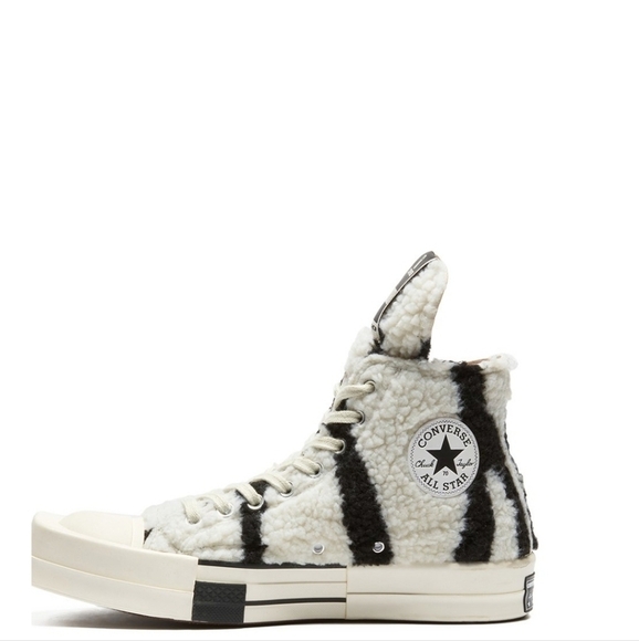 Rick Owens DRKSHDW TURBODRK Chuck 70s high zebra sneaker 9 - Picture 3 of 12